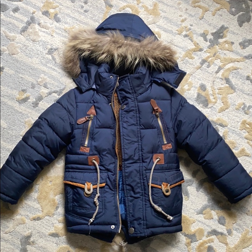 Kids winter puffer  jacket with removable hood  4